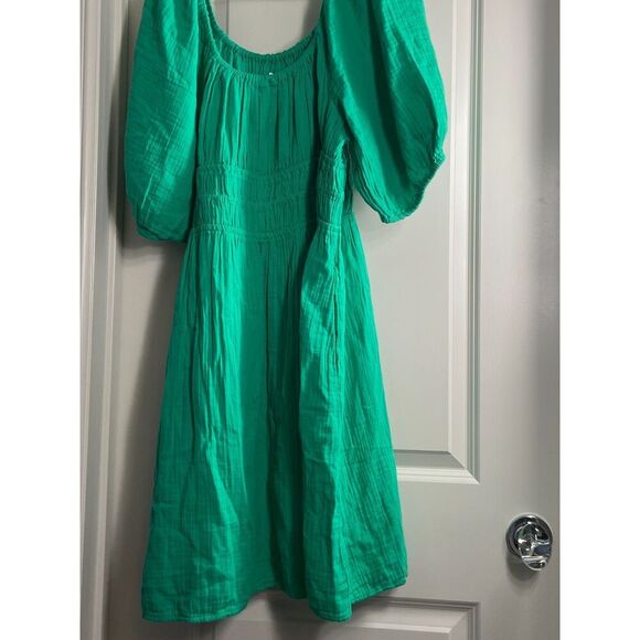 The Gap Puff Sleeve Smocked Mini Dress in Green, Size XXL - Picture 2 of 3